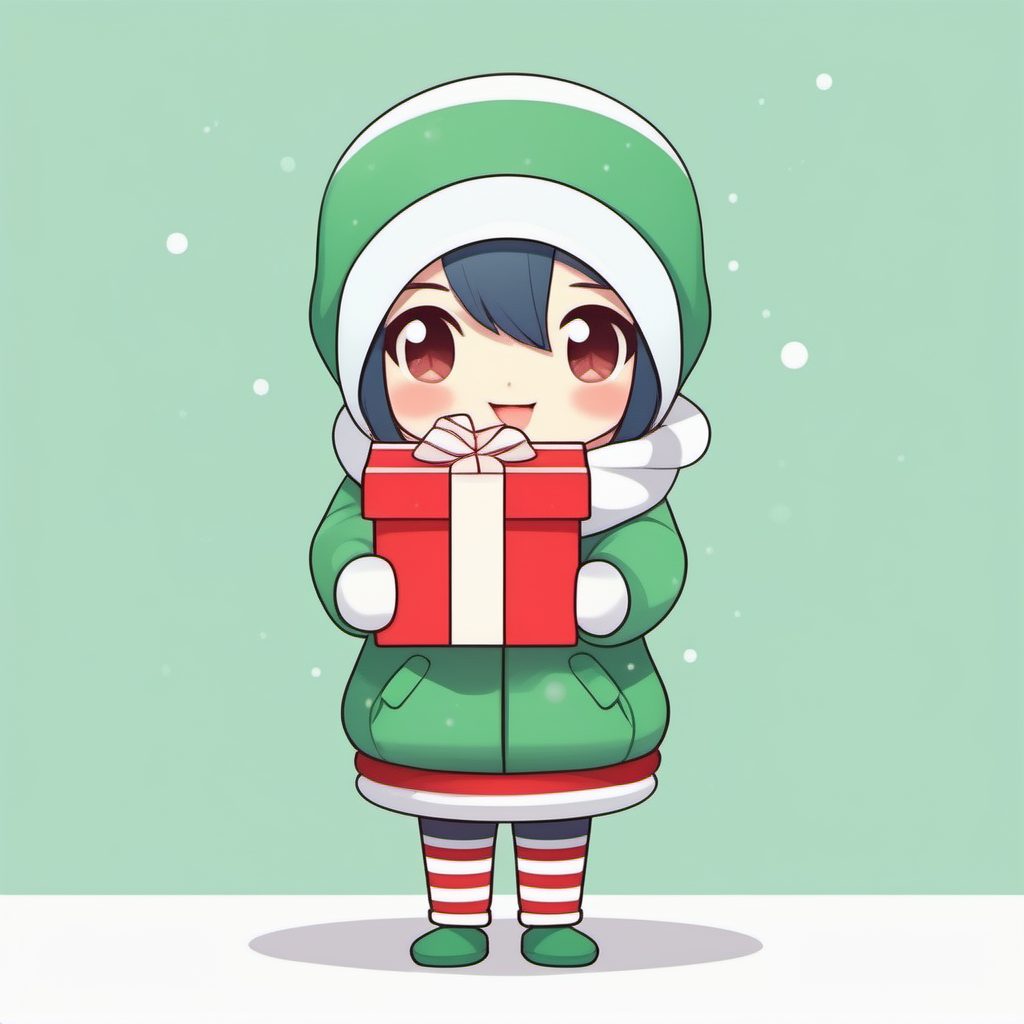 圣诞礼物主题：极简风Q版女孩AI绘画全身渲染技巧（高清晰度8K）