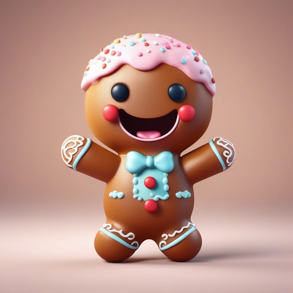 圣诞甜点系列:Q版姜饼人盲盒手办C4D高抛光AI绘图指令