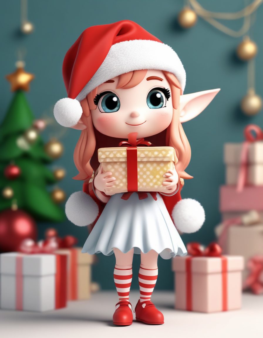 🎁圣诞小精灵Q版来啦!超可爱动态全身像,Octane渲染黏土质感,节日气氛拉满!