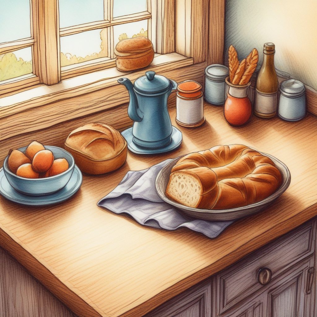 🥐生活碎片系列！治愈系手绘风：温暖厨房里的阳光早餐