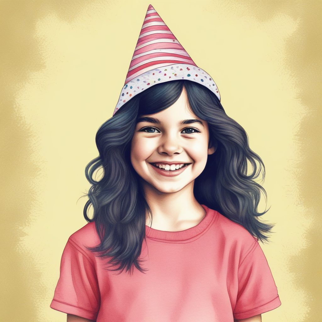 生日派对:AI绘制戴派对帽的粉蓝系庆祝插画