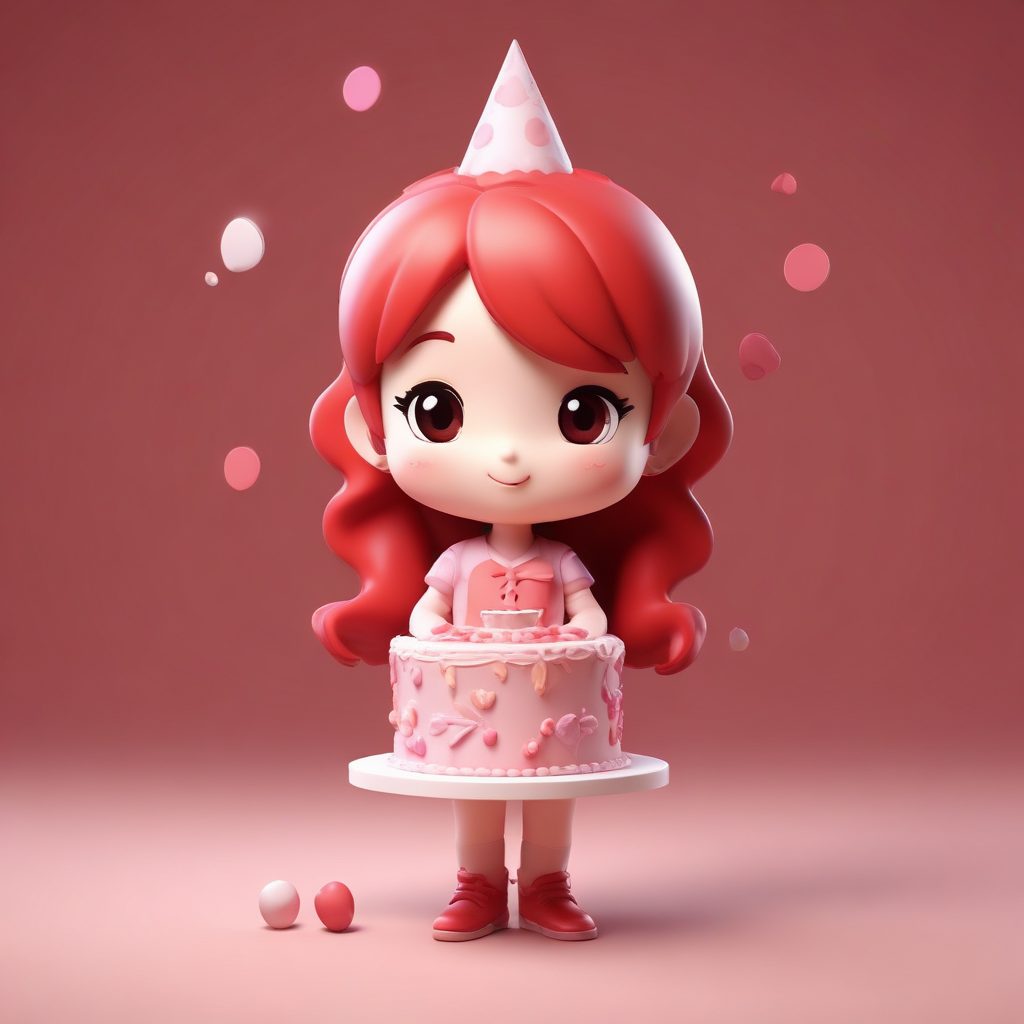 生日派对Q版：AI 绘画生成闭眼许愿的虔诚表情