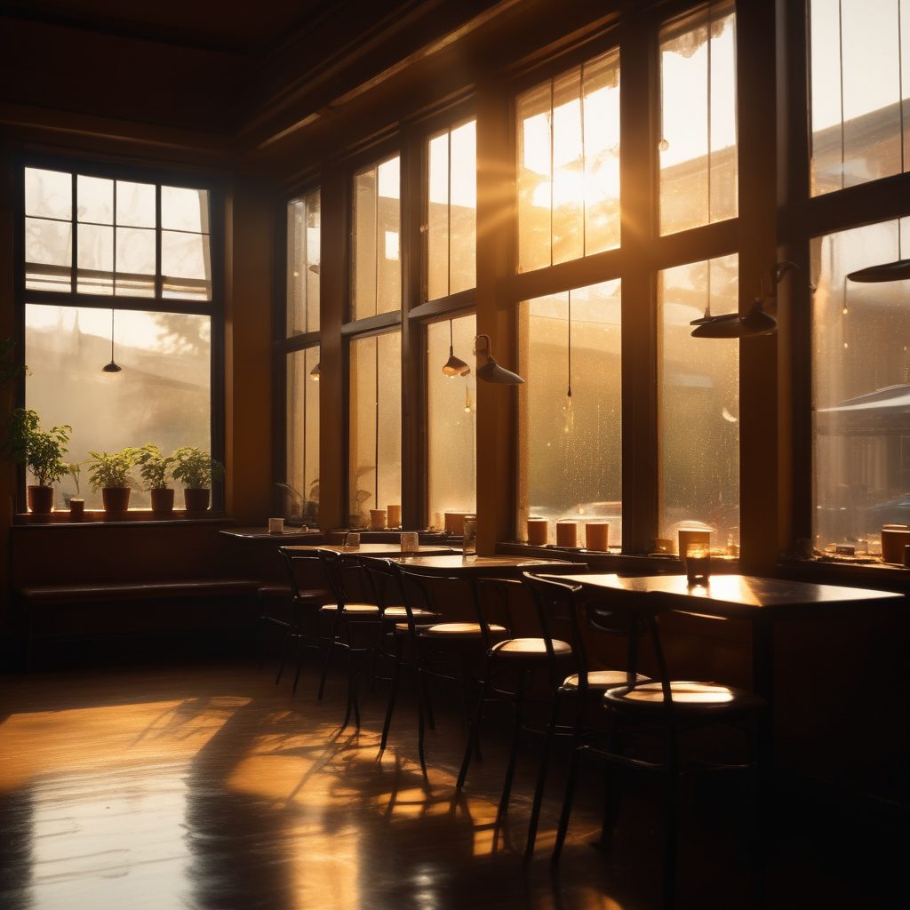 时间停滞的午后阳光咖啡馆：新海诚室内细节渲染提示词