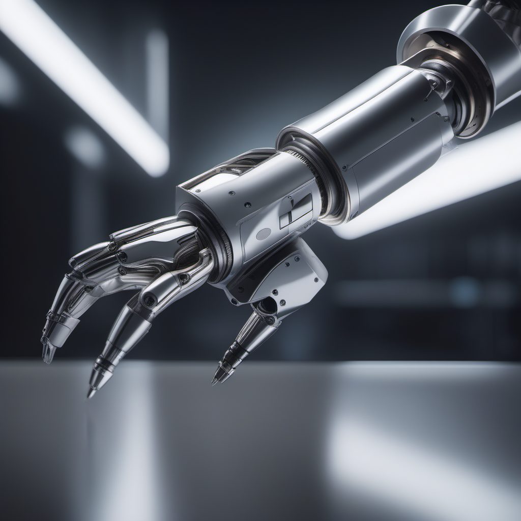 视觉震撼力：Midjourney绘制未来感铝合金机械臂特写
