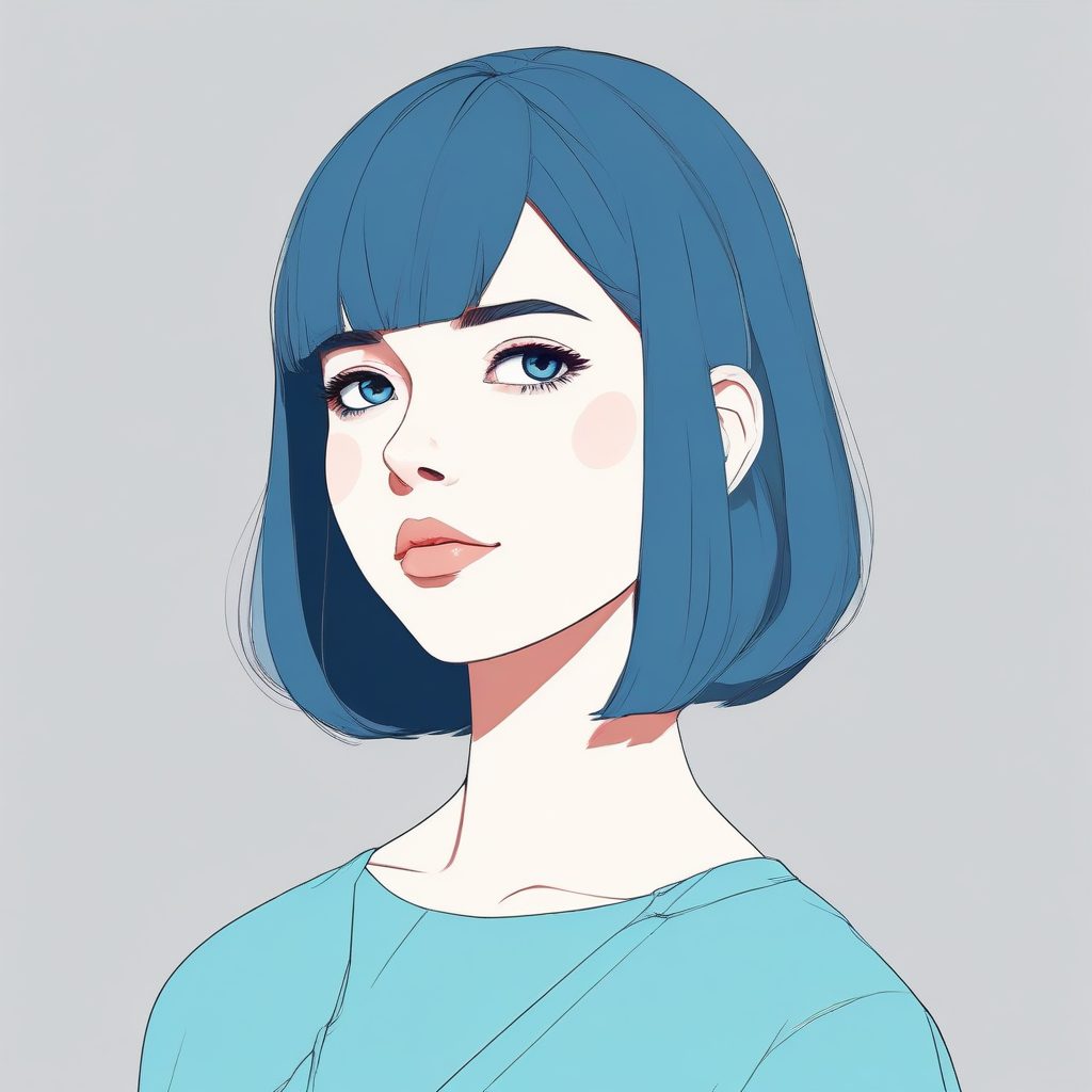 时尚波波头女孩！✨ 极简线条肖像，几何感构图做手机壁纸绝美！