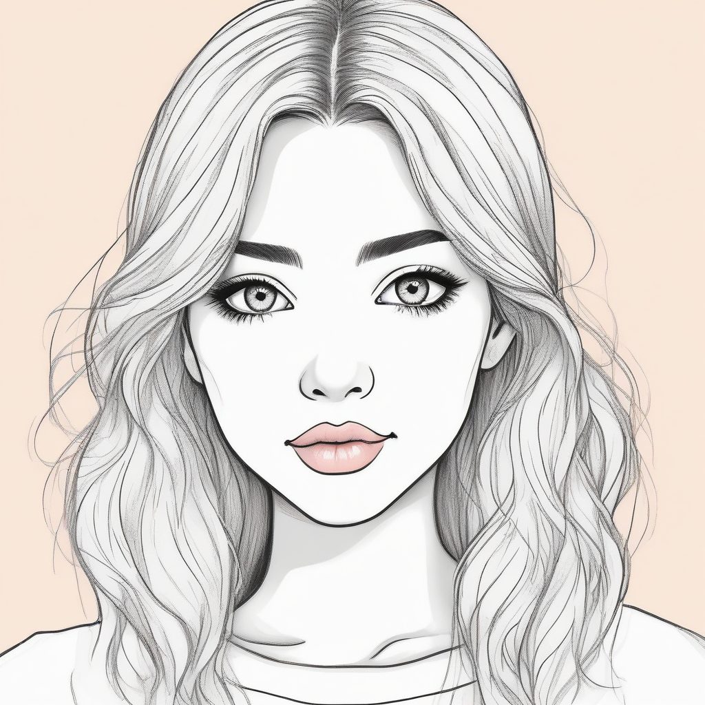 时尚插画风：眼下腮红x光泽唇，极简线稿打造高级动漫肖像