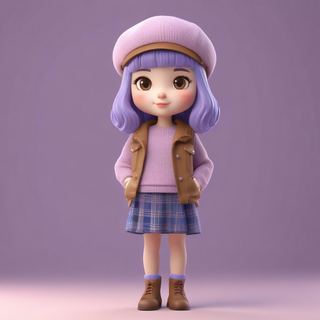 时尚Q版：贝雷帽与格纹半裙的可爱文艺风穿搭指南