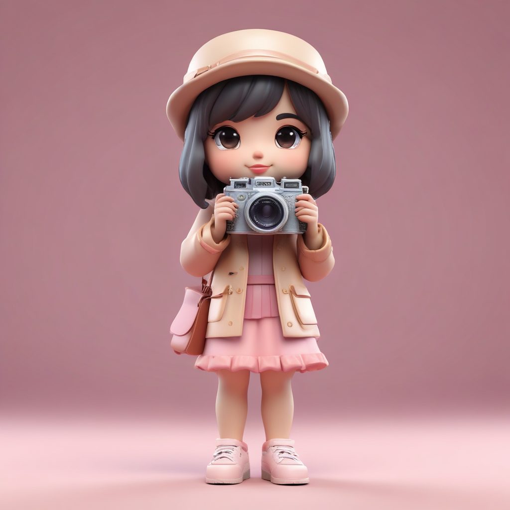 时尚摄影师Q版:手持复古相机,捕捉瞬间的专注表情