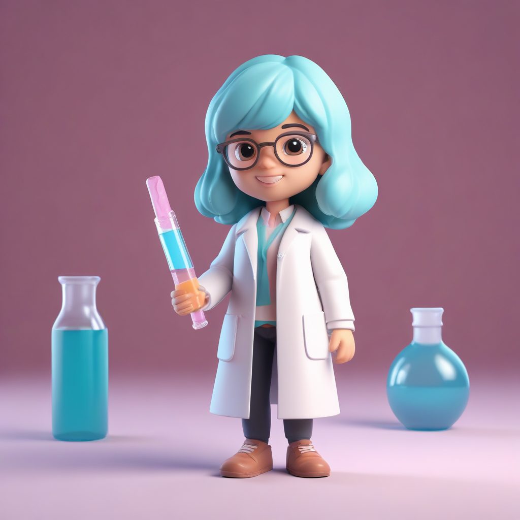 实验大成功！Q版小人穿着白大褂、高举试管的震惊表情AI图