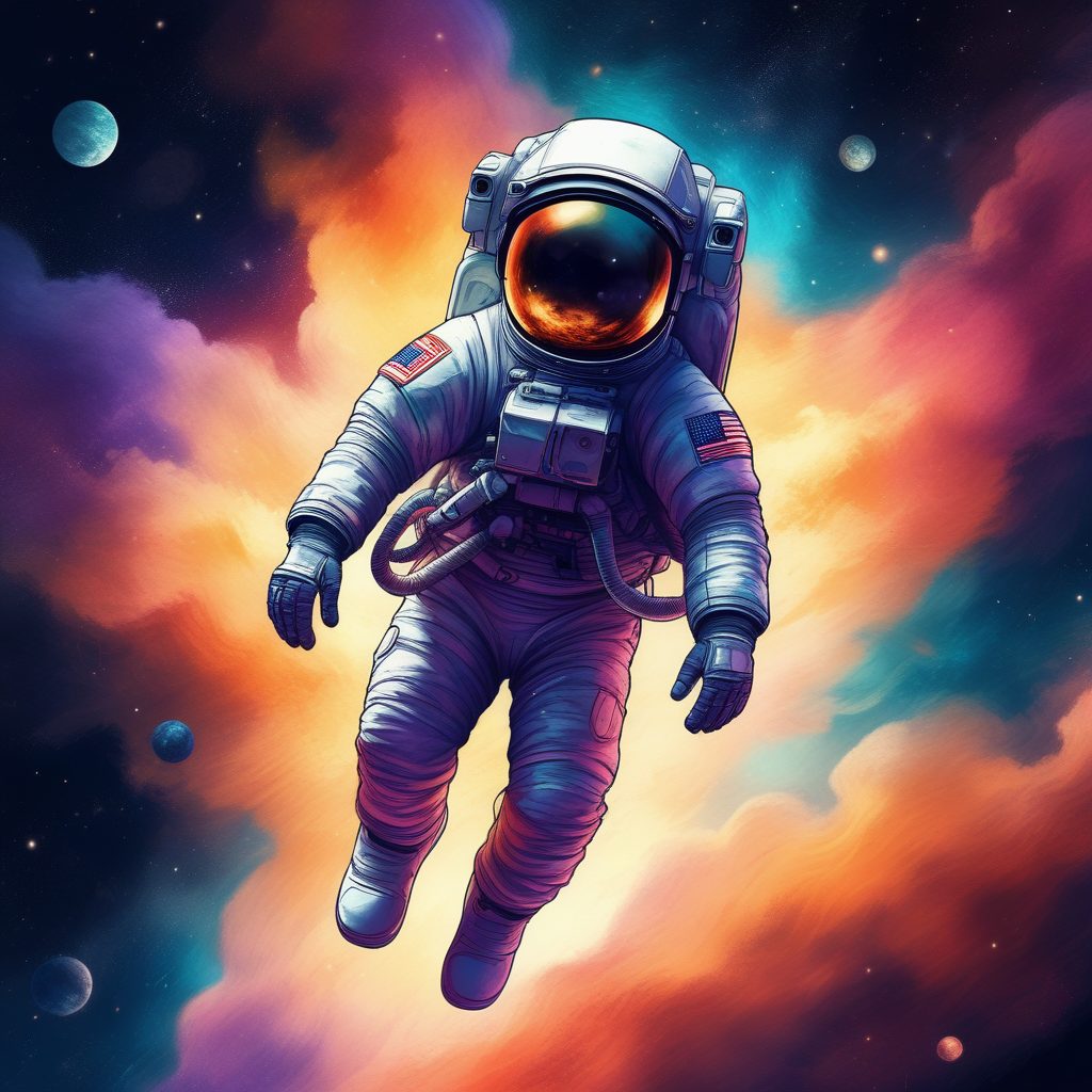 🌌失重宇航员!超现实彩色铅笔画,视觉冲击力拉满!