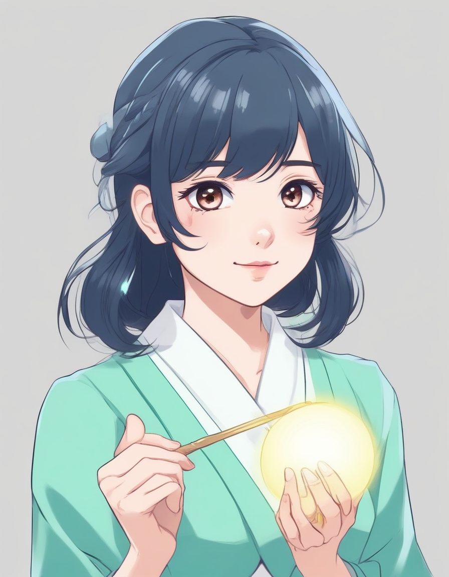 🌟手持闪光棒的魔法少女！梦幻极简插画，星光低饱和配色