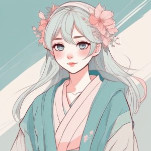 ✨手绘插画少女头像!日系软萌风,粉蓝配色背景✨
