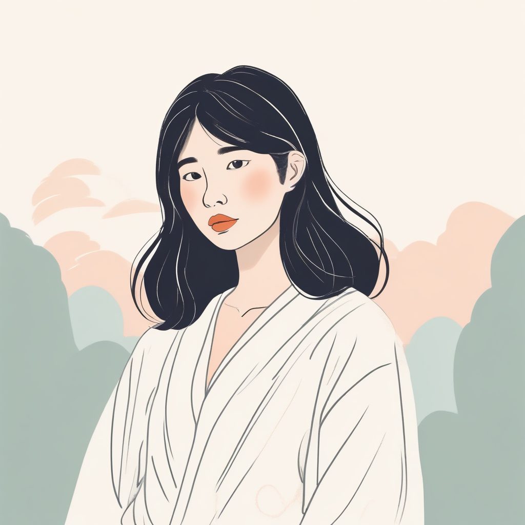 🌸手绘极简少女头像：日系软萌风，粉蓝纯色背景！🔥