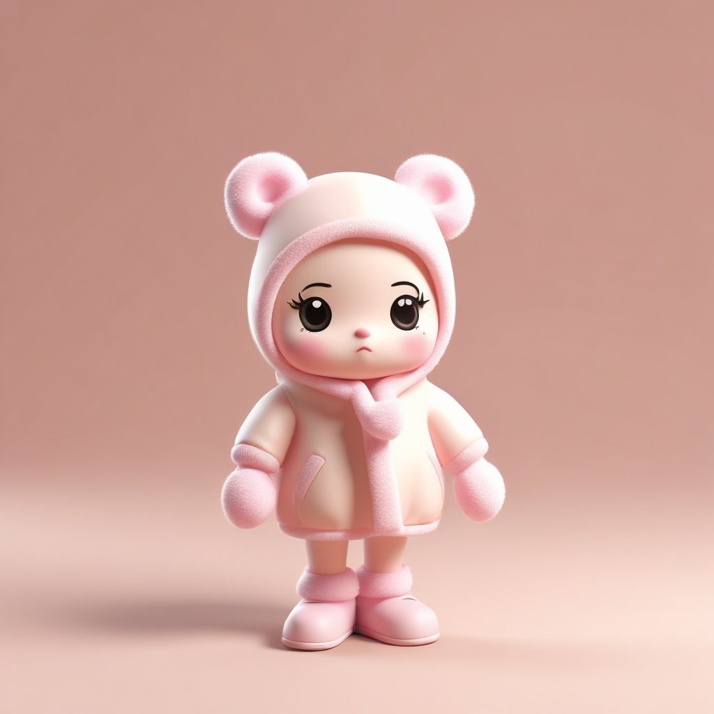 🧤手套魔法!Pop Mart风Q版毛茸茸手套女孩,可爱捏脸表情包生成