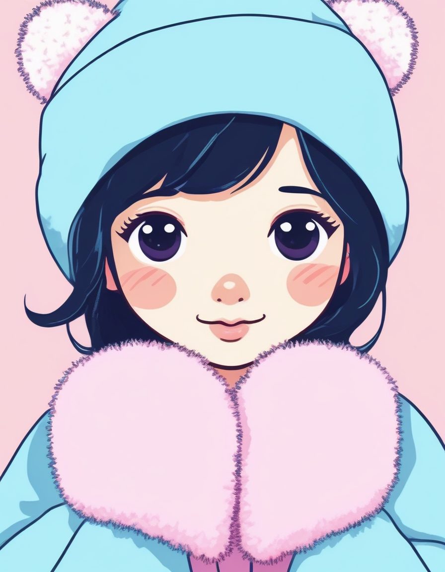 🧤手套特写！极简线稿插画，日系少女冬日穿搭小细节