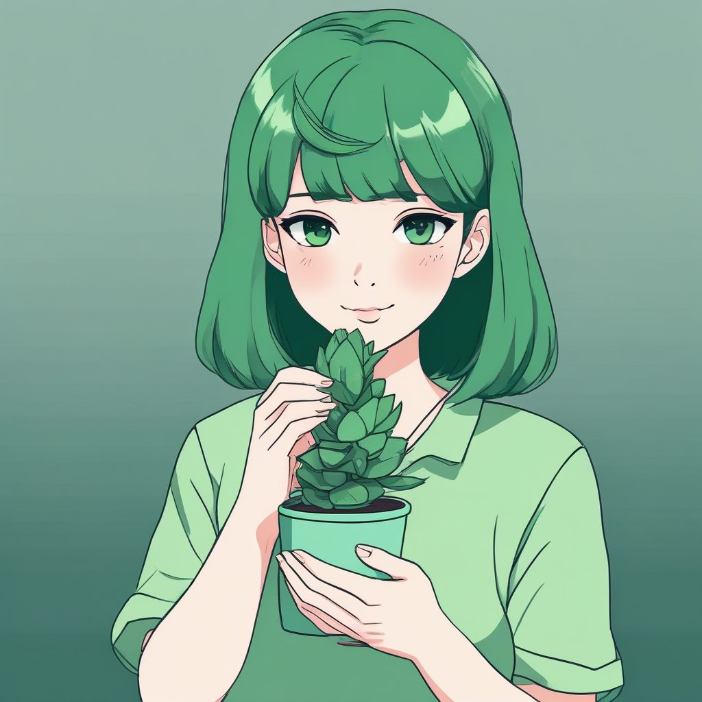 “数字排毒”极简头像:手捧植物与低饱和纯色背景