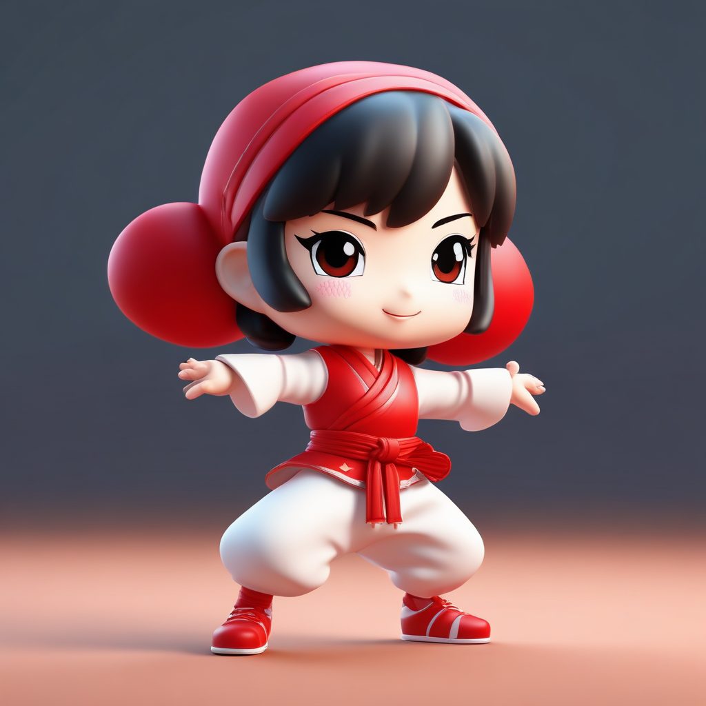 🥋帅气值爆表！Q版功夫少女全身像提示词 | 动态武术姿势