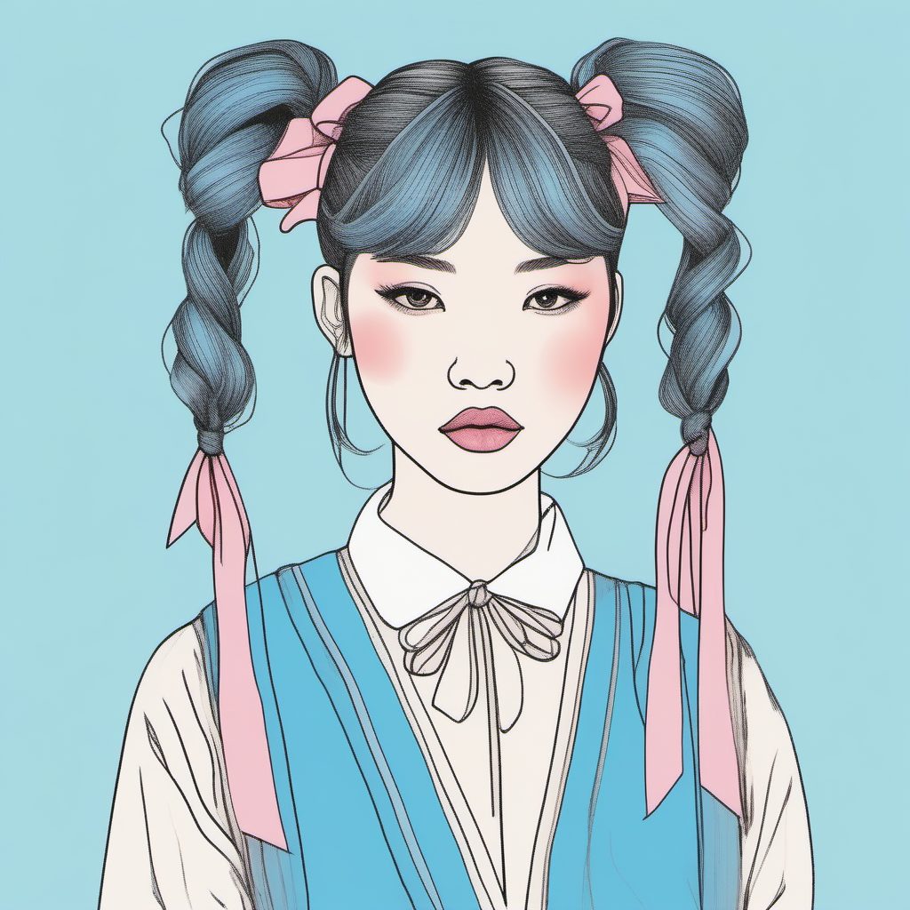 双马尾造型:甜美系少女活力线稿与构图解析