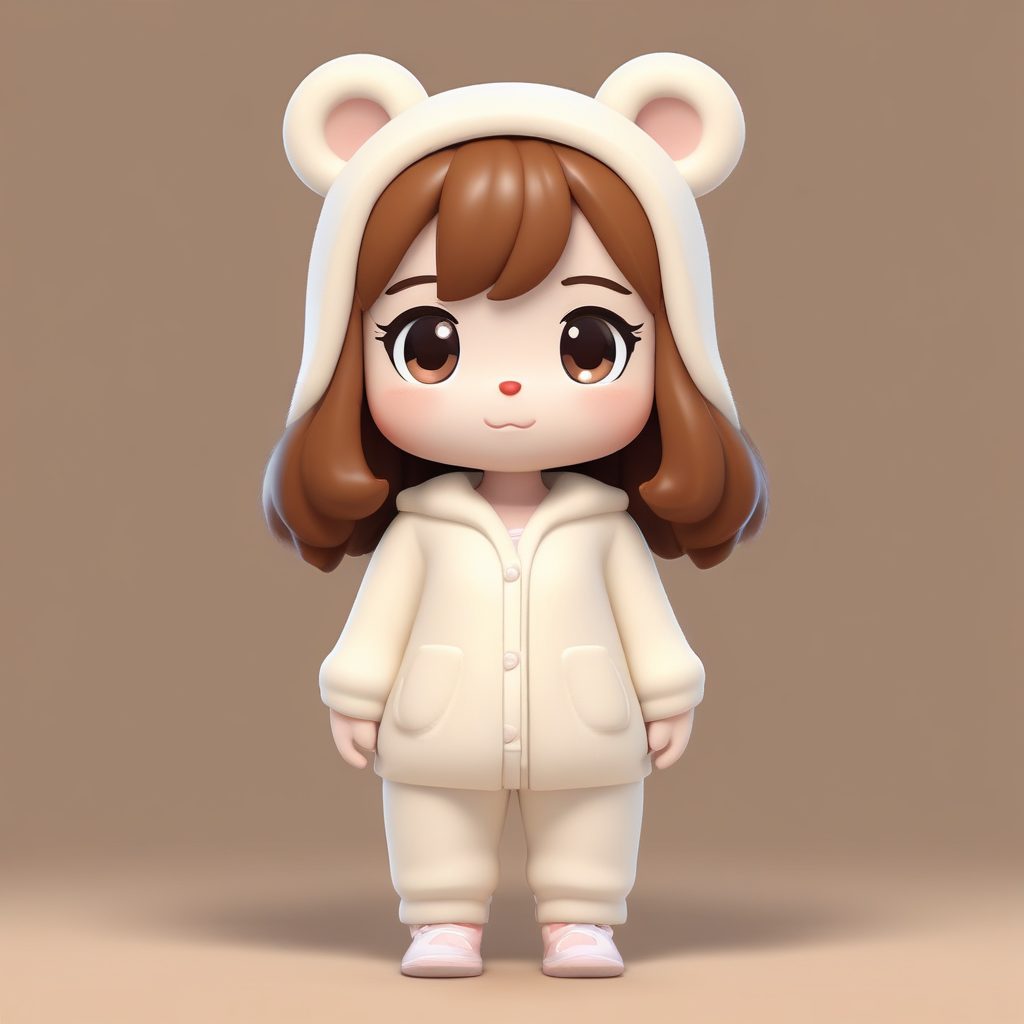 🧸睡衣派对Q版！软糯小熊睡衣美少女，C4D粘土全身像，闺蜜头像必备