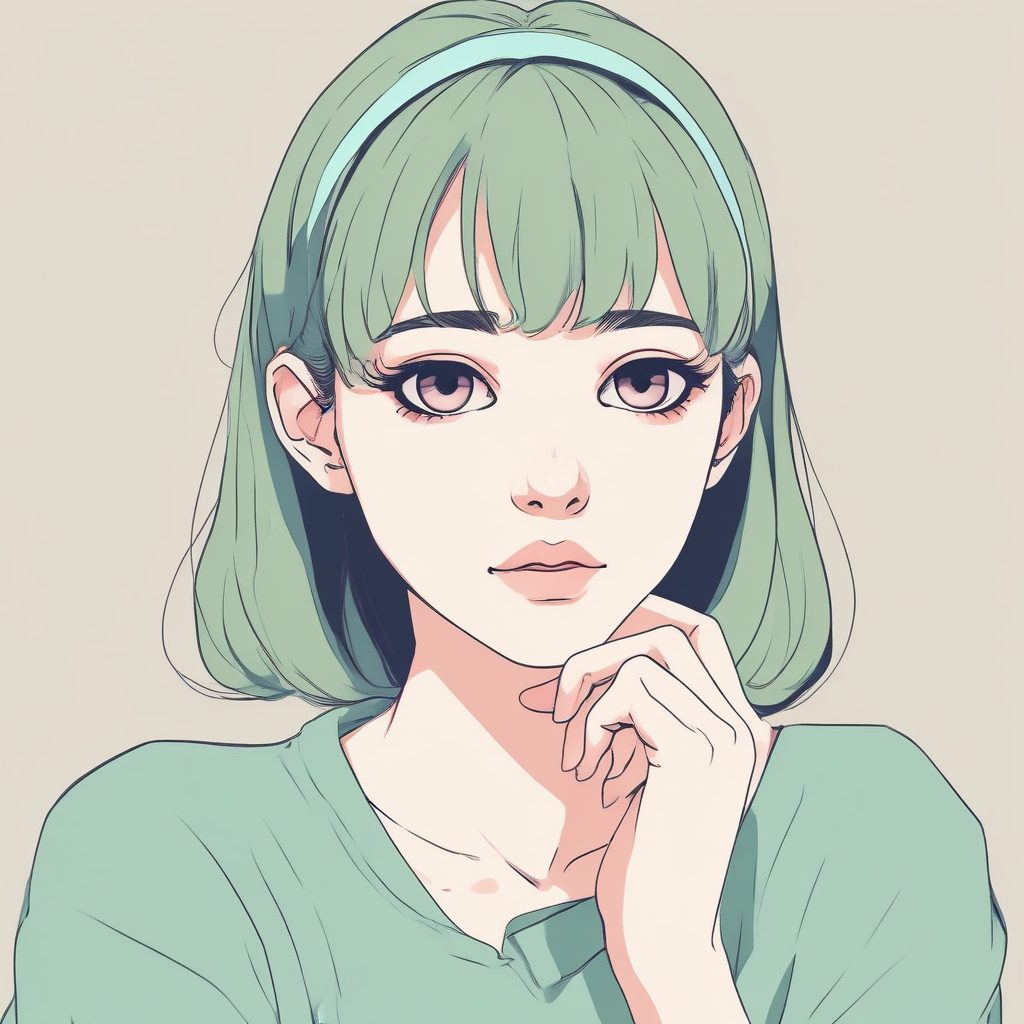 🤔思考中的少女！捕捉情绪价值的日系极简插画特写！