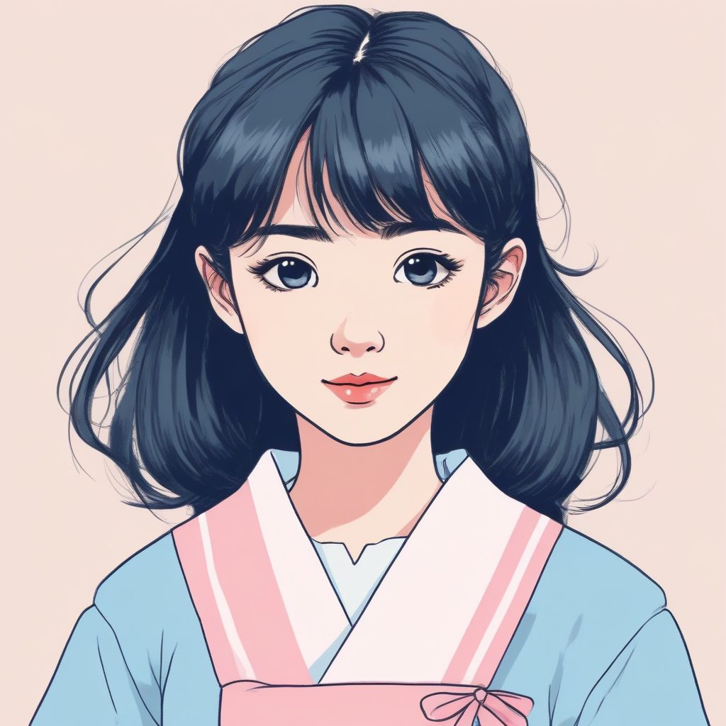 Stable Diffusion秘籍:粉蓝色系水手服少女的极简立绘