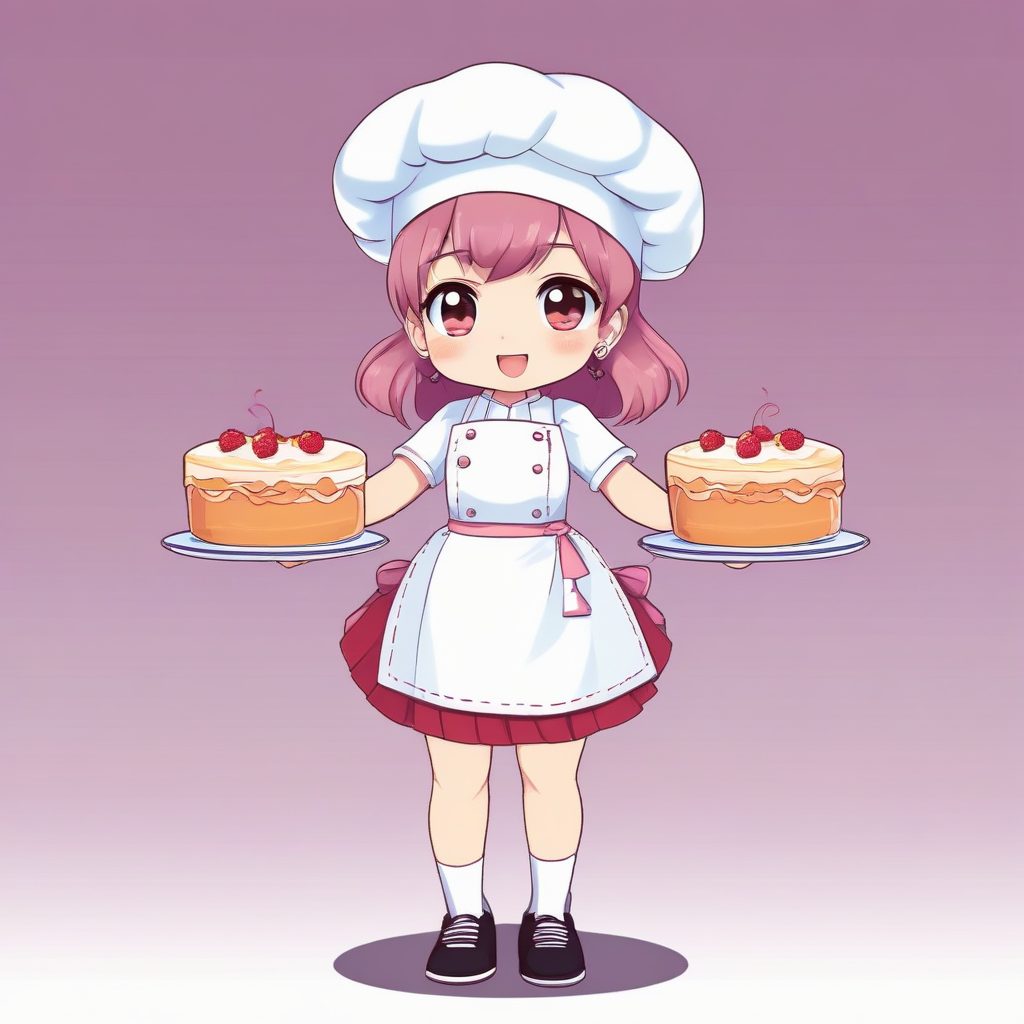 🍰奶油甜品师Chibi！举起蛋糕兴奋表情，超治愈头像/素材