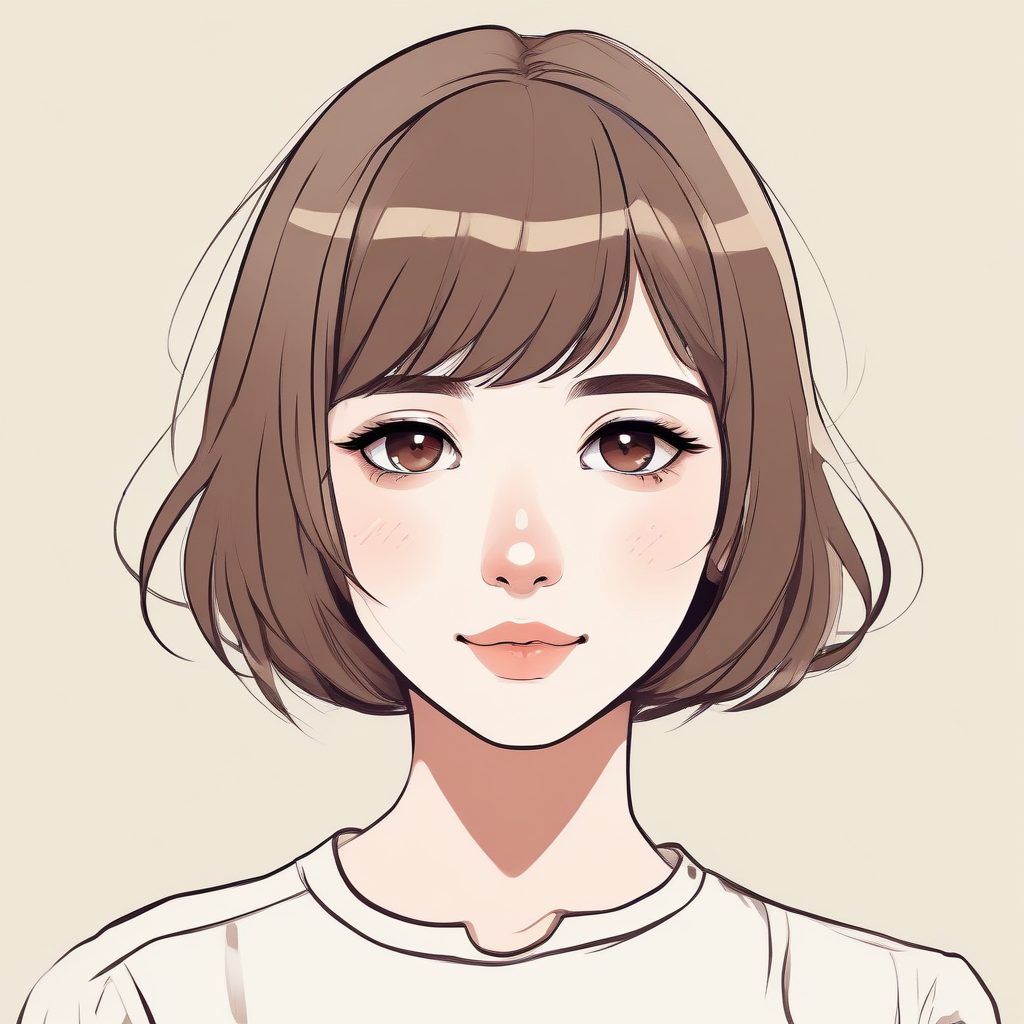 🧸泰迪棕治愈：短发极简少女头像，温柔低饱和度配色