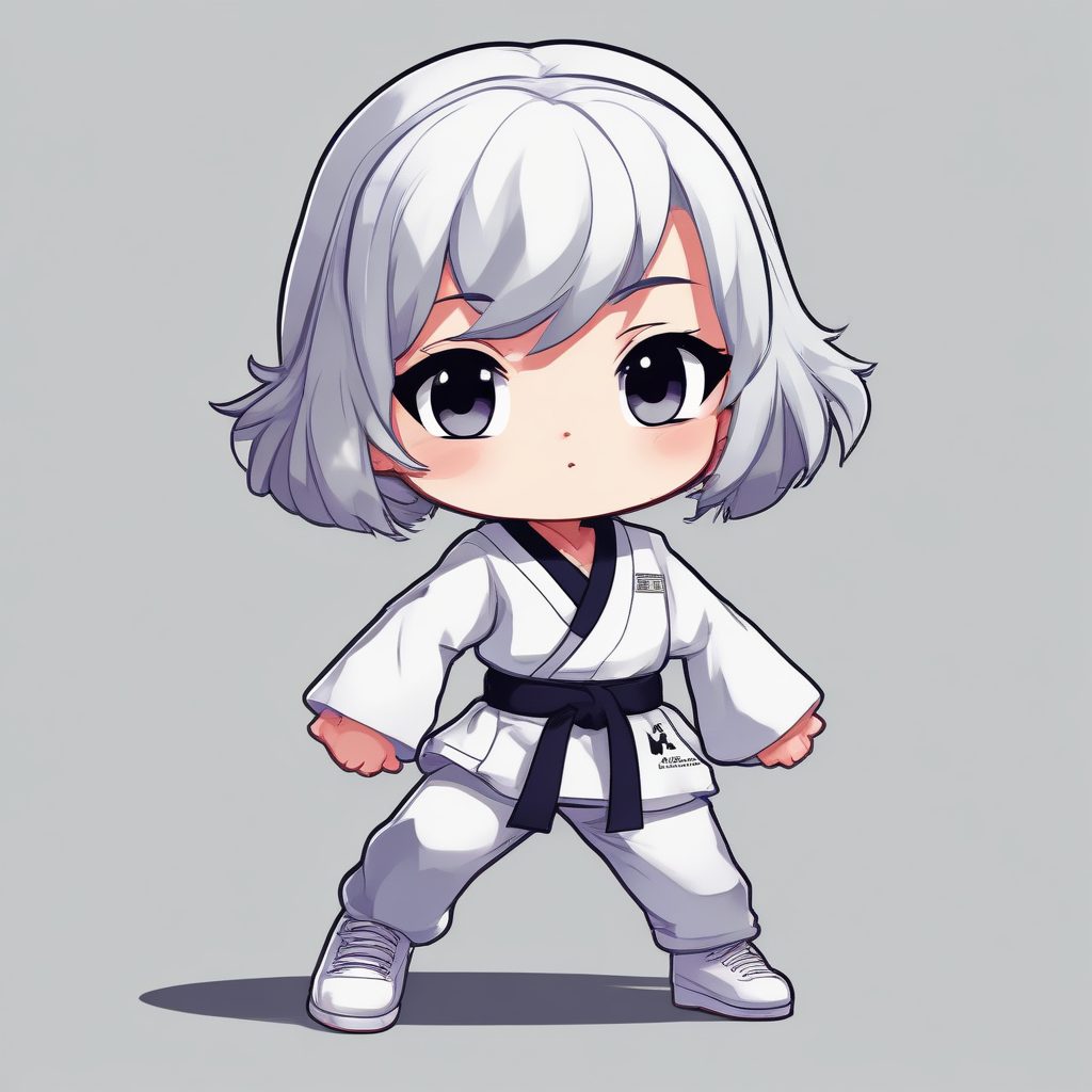 🥋跆拳道少女Q版！武术动作一个可爱时尚Q版动漫人物，表情动作丰富，酷飒全身像