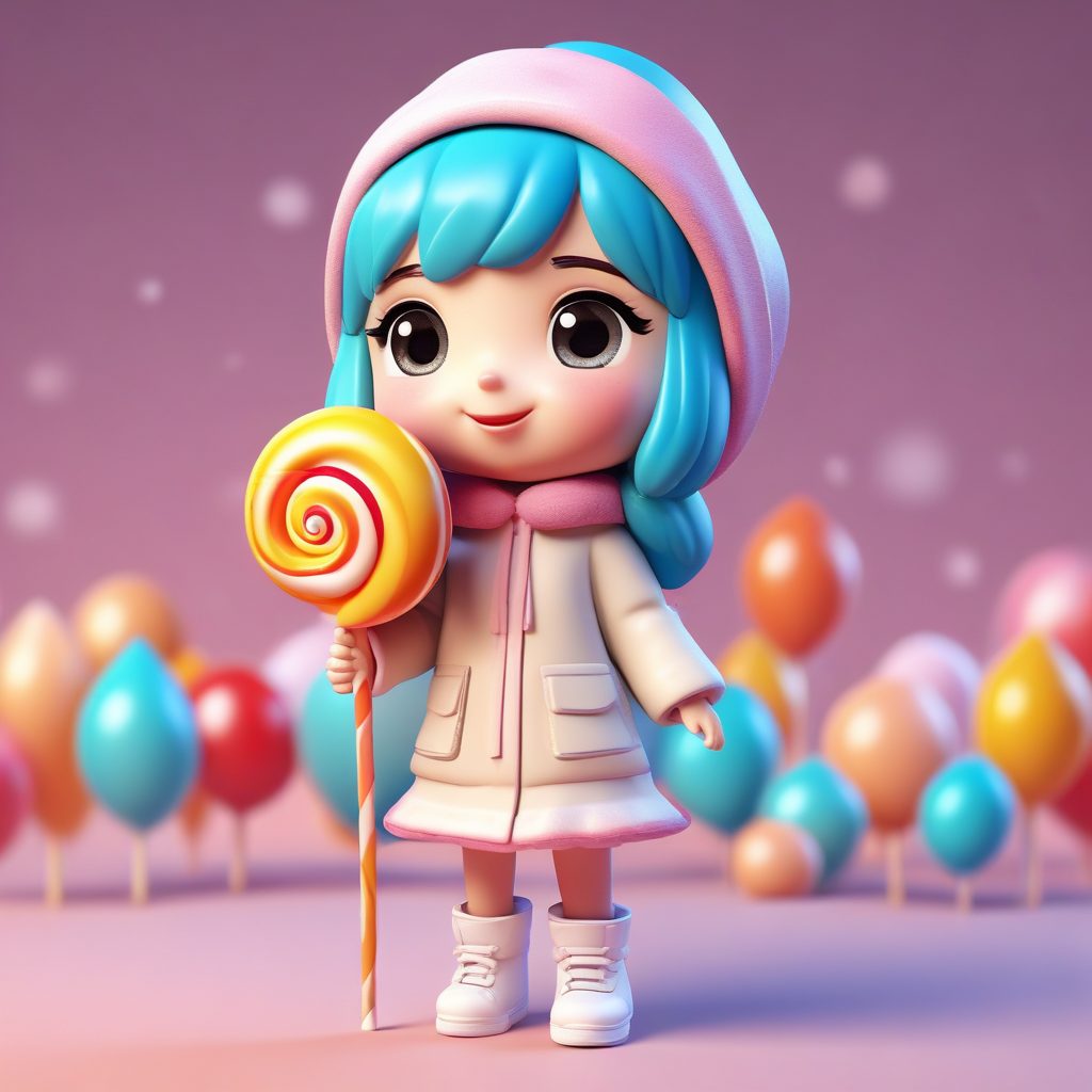 糖果色系：Q版女孩抱巨型棒棒糖，超甜盲盒手办全身图
