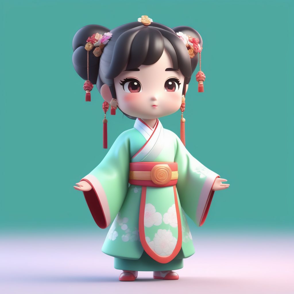 唐制圆领袍Q版手办设计：突出丰富表情的C4D渲染指南