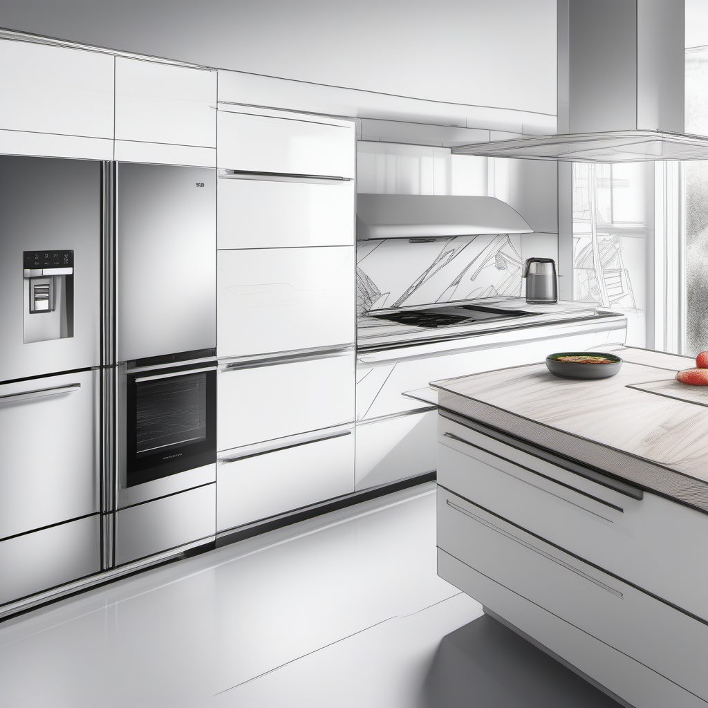 提升家居美学:多功能厨房电器流线型设计渲染图