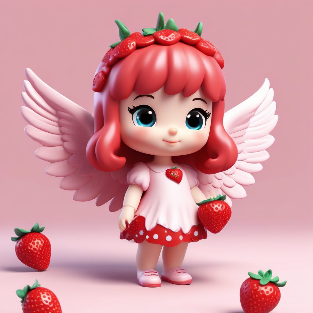 🍓甜度爆表！草莓主题Q版小天使！C4D黏土风，头像锁死这一个！
