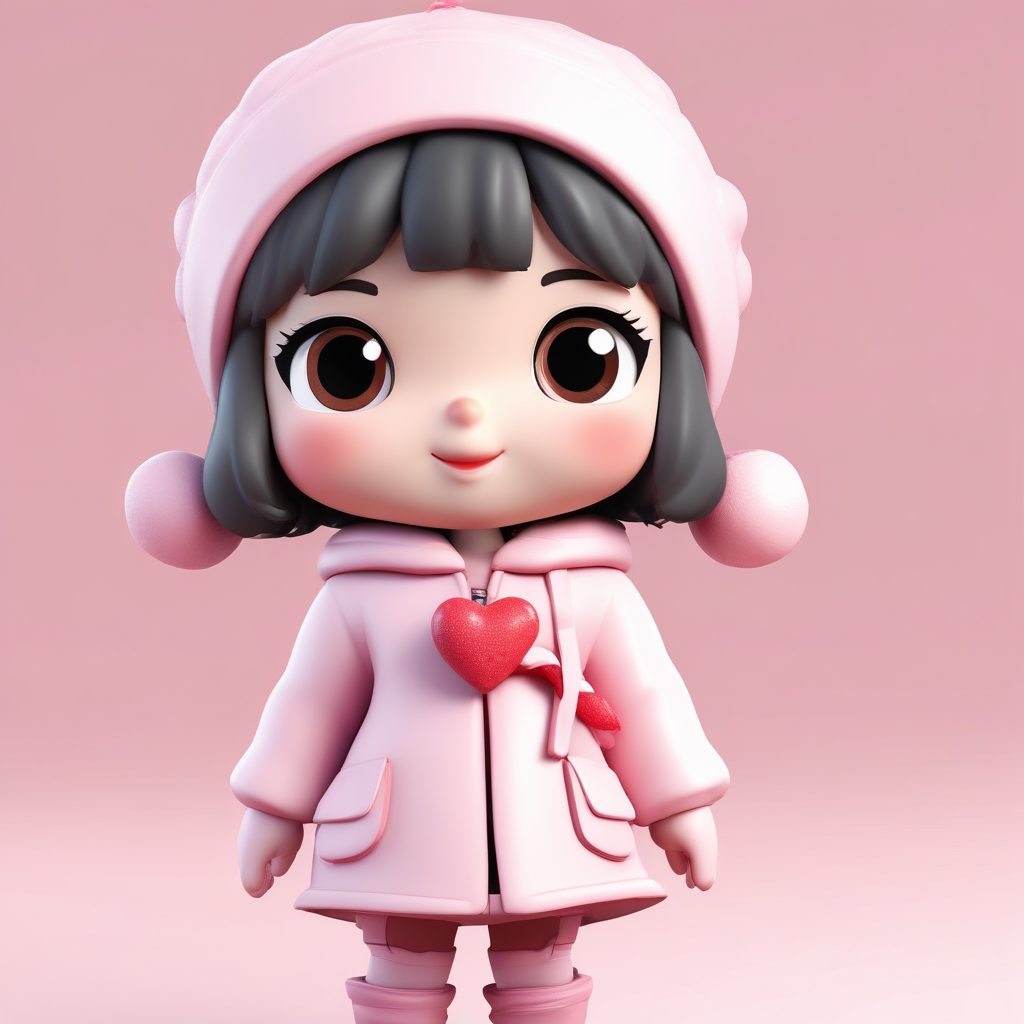 甜度超标！抱着爱心糖果的Q版盲盒女孩，粉色治愈系，8K细节