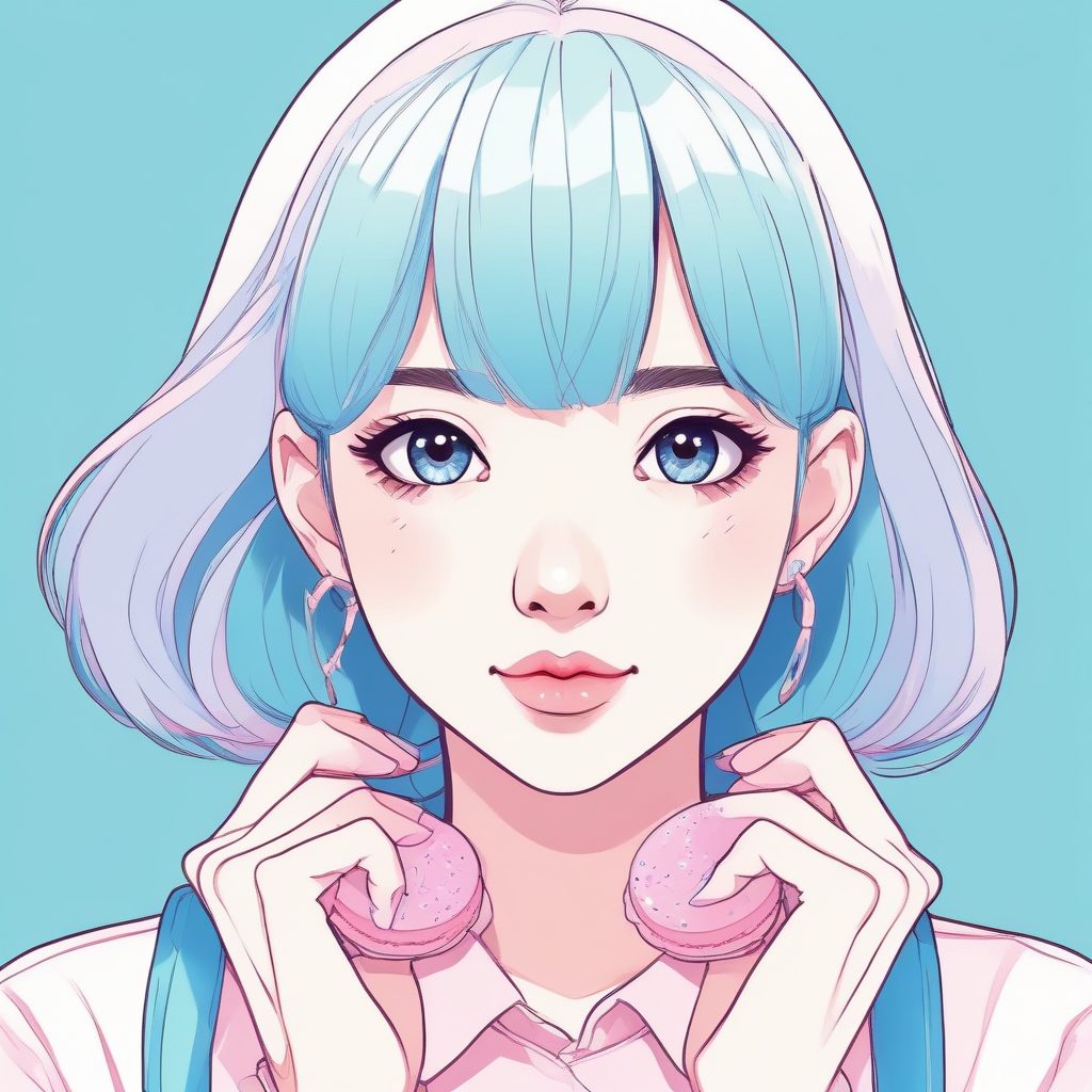 🍭甜度超标！日系极简线条插画：泡泡糖少女头像，活力感Cel Shading！