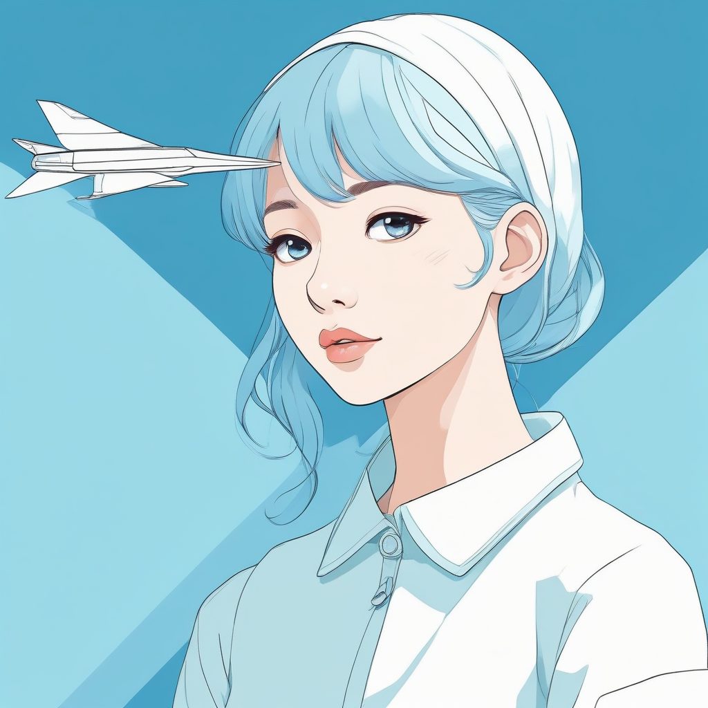 🌊天空蓝治愈系壁纸:日系极简少女与一只纸飞机,孤独感美学