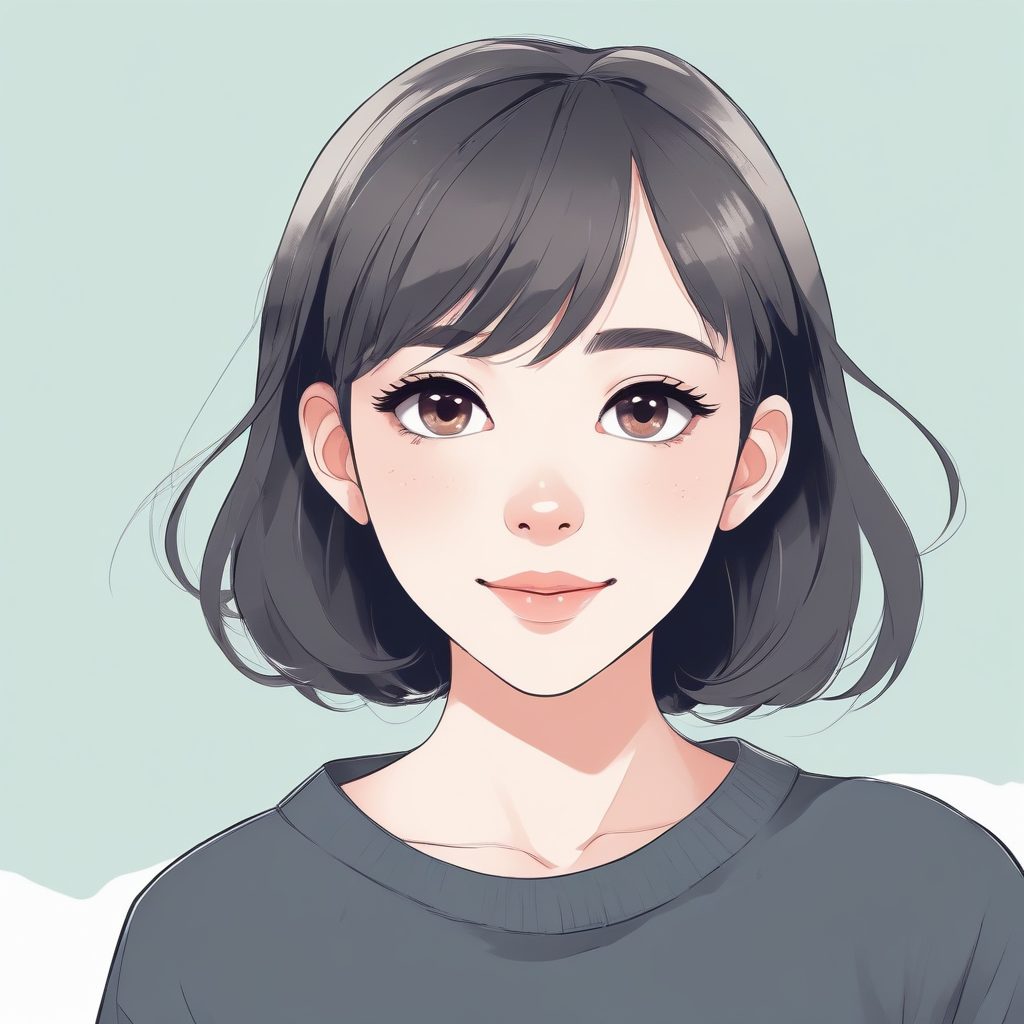 甜酷风头像：极简动漫女孩，高对比度赛璐珞，纯色背景速出图