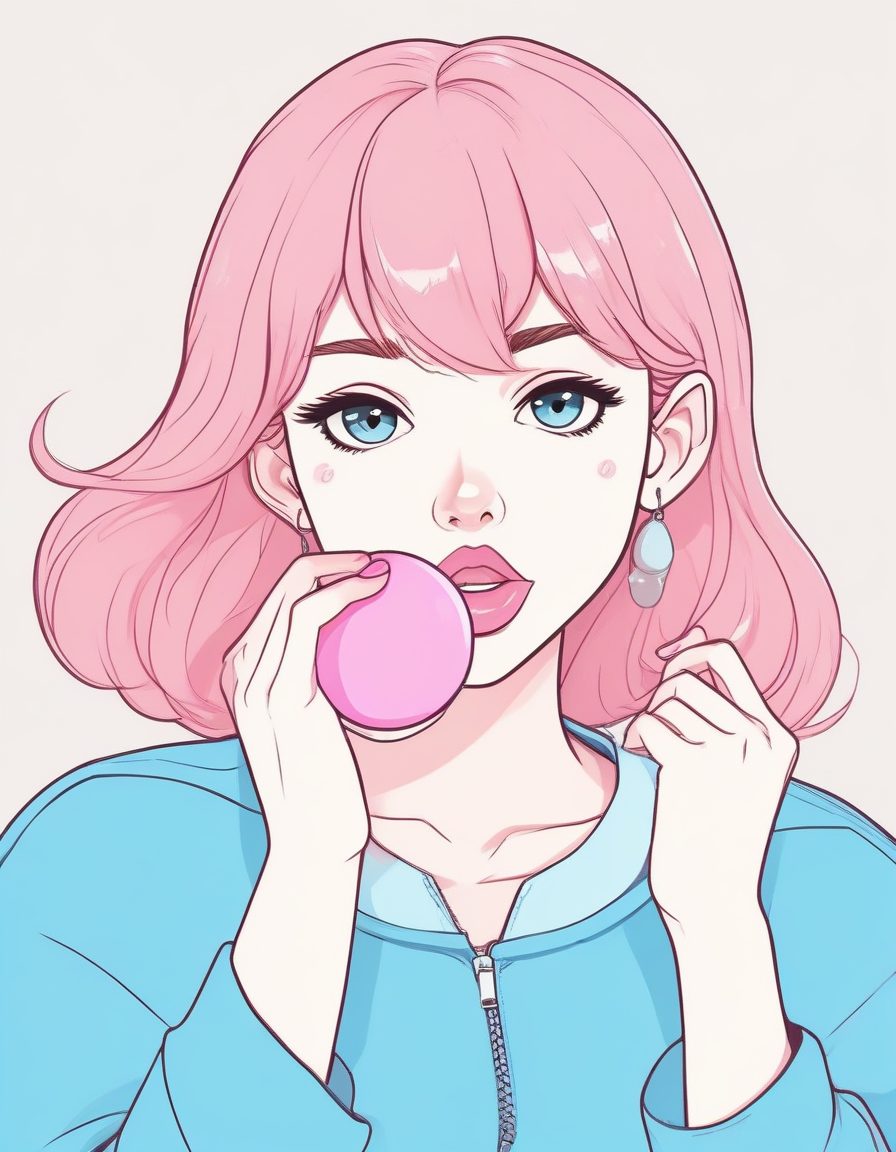 🍬甜酷少女感头像!嚼泡泡糖的日系极简风,做头贴绝了