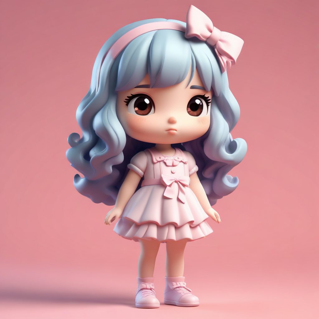 甜美Coquette风Q版:蝴蝶结与褶边裙下的委屈嘟嘴表情