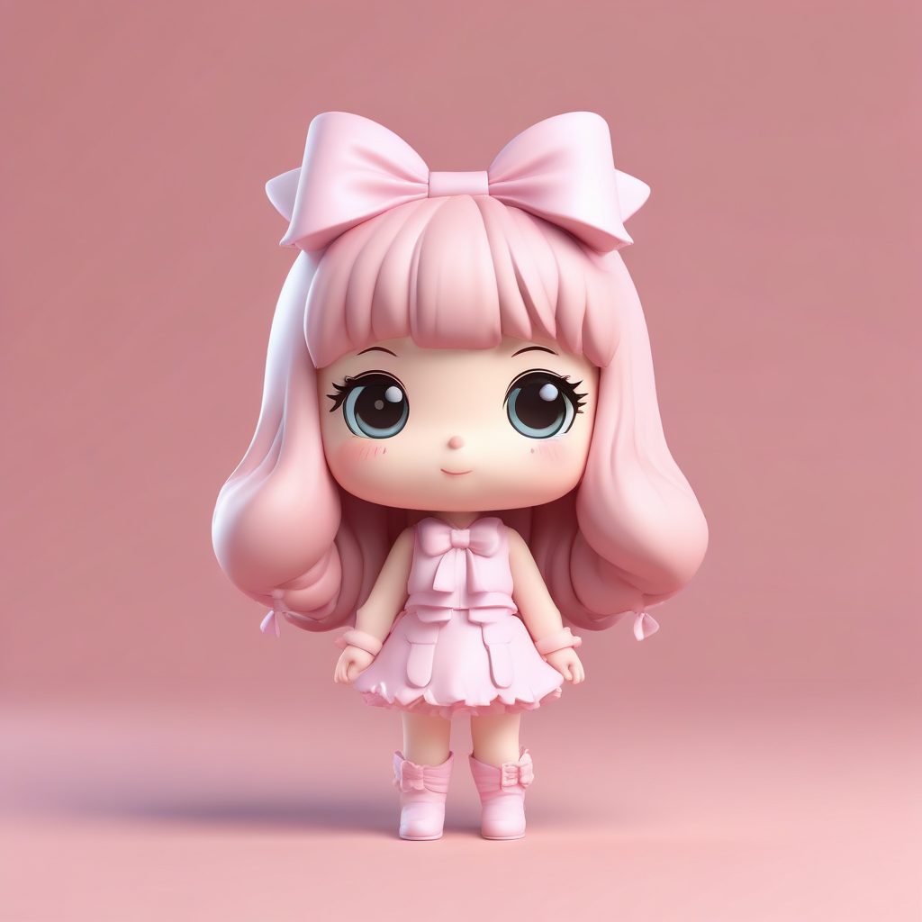 🎀甜美蝴蝶结控！粉色系Q版少女，C4D打造丝滑黏土人偶！