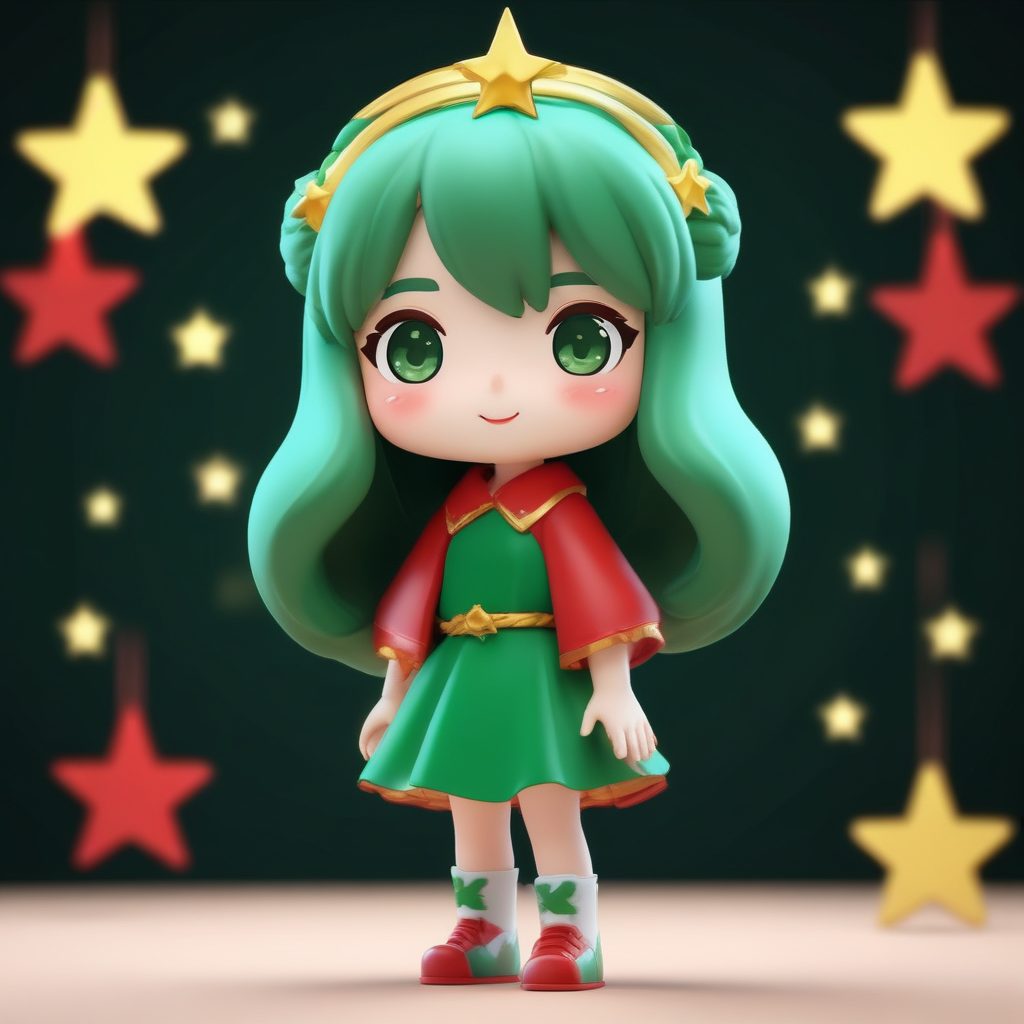 甜美Pop Mart风格圣诞女孩：高清粘土质感全身站立绘图指南