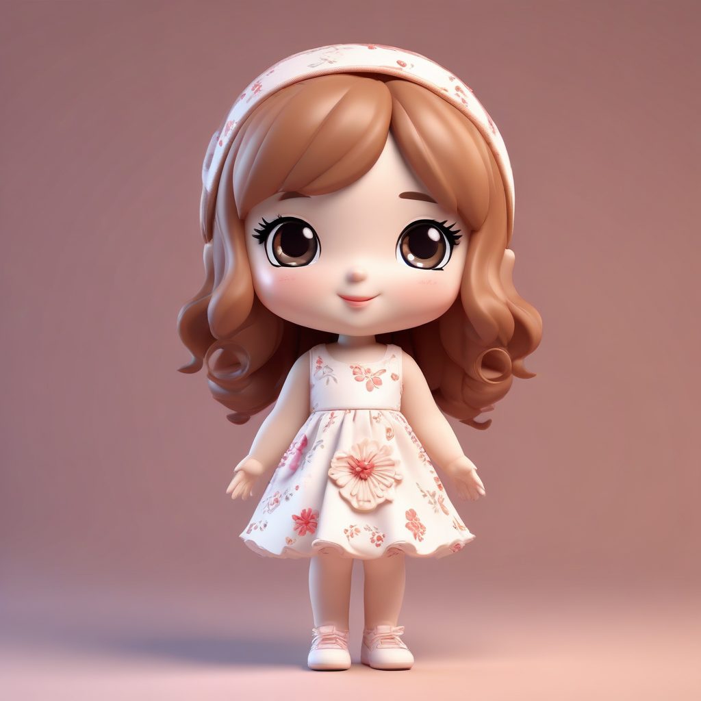 甜妹Q版：捧脸微笑的冬日碎花裙和奶油配色AI教程