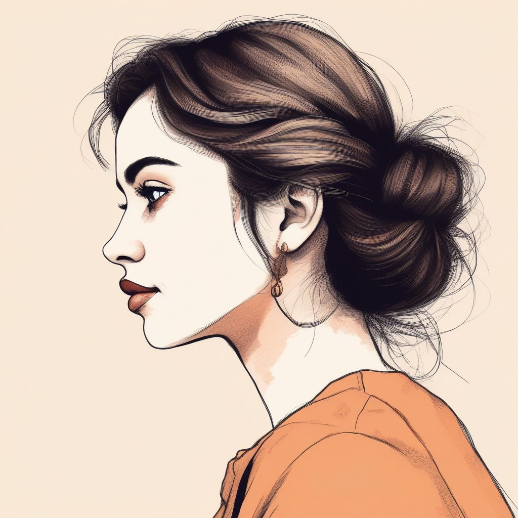 甜美日系风 | 极简软萌少女粉蓝系侧颜肖像，温暖蜡笔质感，出图做手机壁纸！