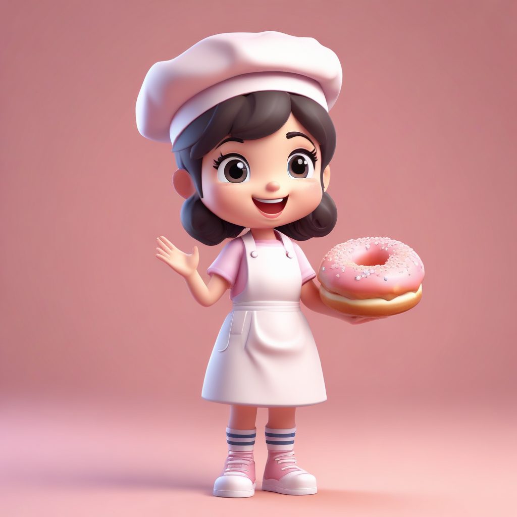 甜蜜暴击!Q版烘焙师手办:八爪鱼渲染纯色背景高细节提示