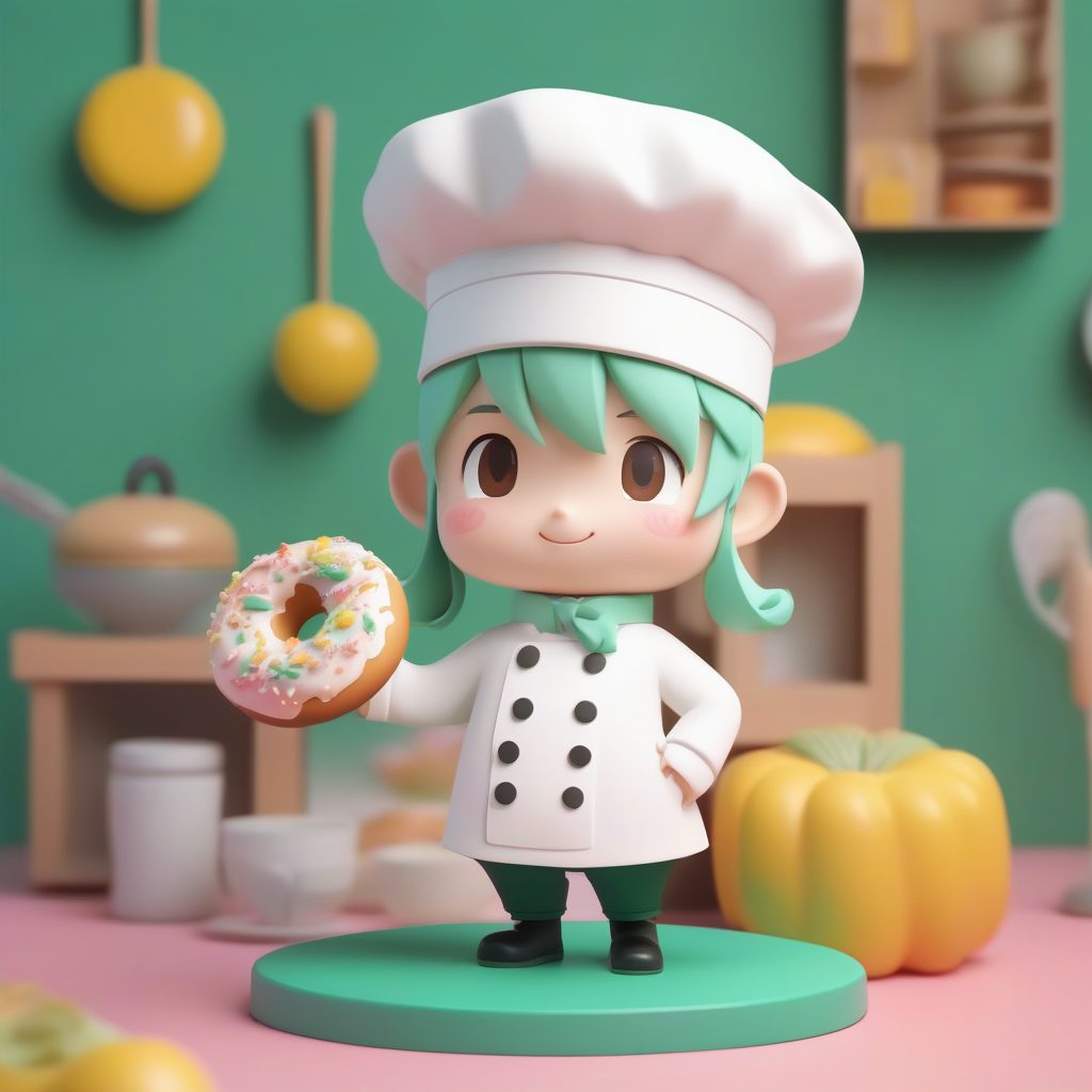 甜品治愈系:3D建模“元气厨师”Q版全身插画AI提示词分享
