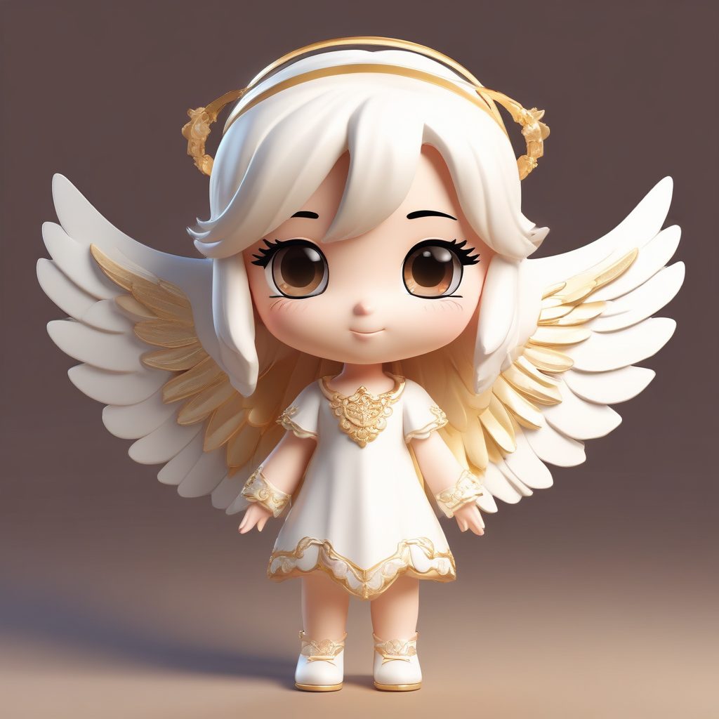 👼天使光环Q版！治愈系柔和光线美少女，黏土质感8K壁纸