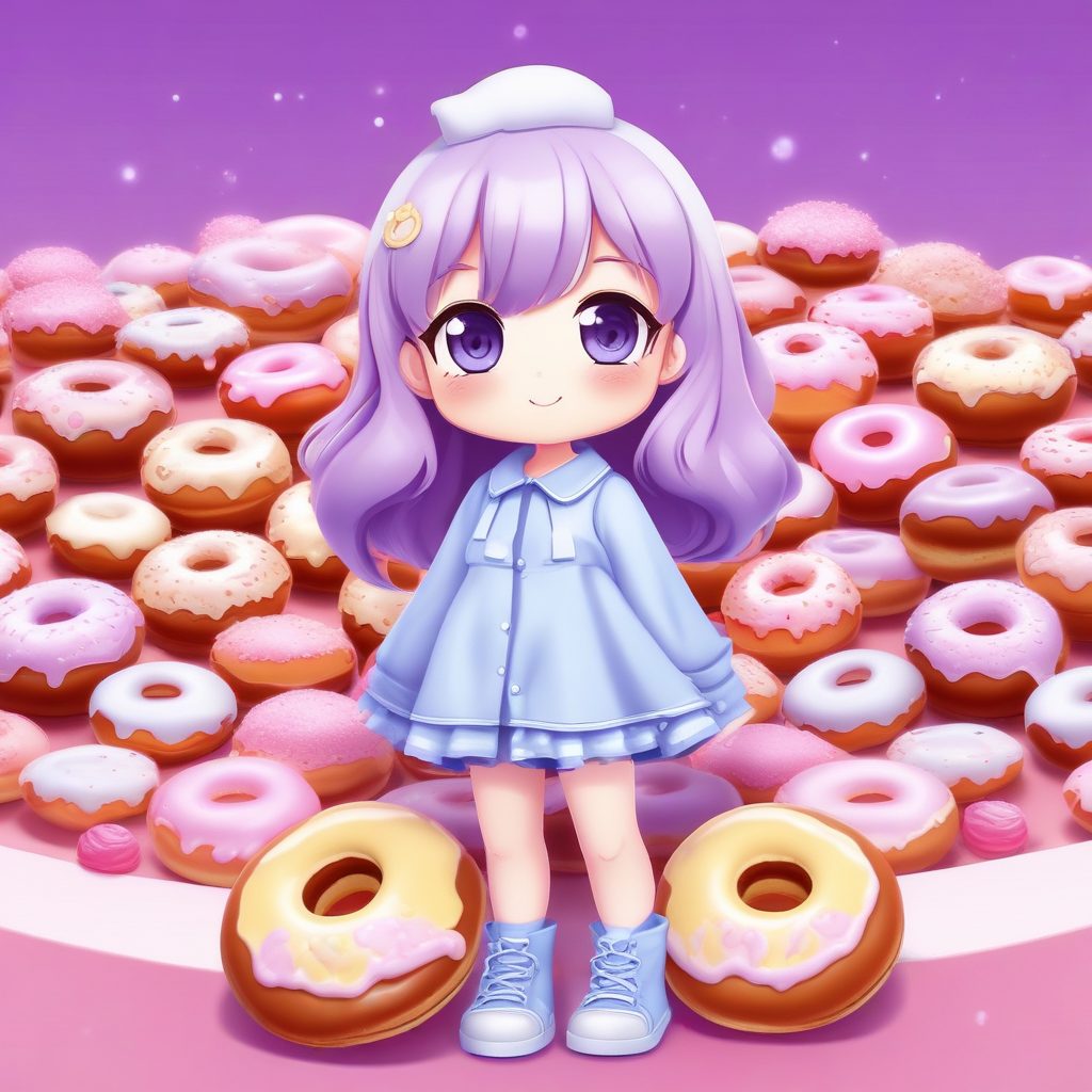 🍩甜甜圈女孩Q版！美食诱惑一个可爱时尚Q版动漫人物，表情动作丰富，高细节烘焙风