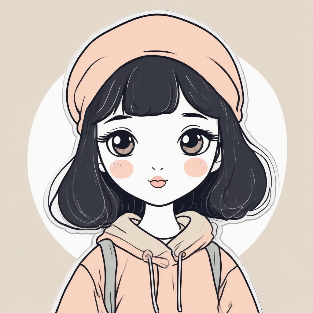 🍓甜系蜡笔风！超Q版极简线稿少女插画，暖色系头像生成公式
