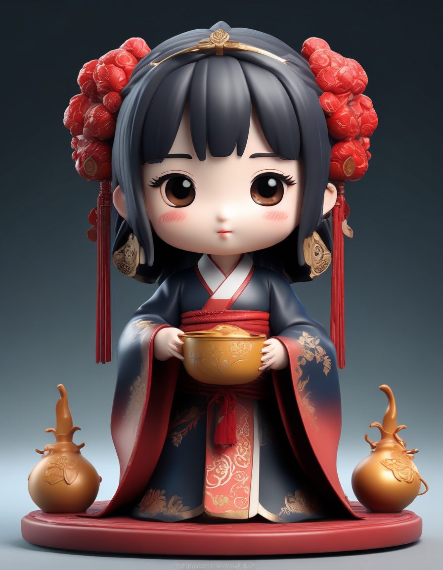 🍓甜系Q版汉服女孩吃糖葫芦！立体C4D渲染，超丰富表情包素材！