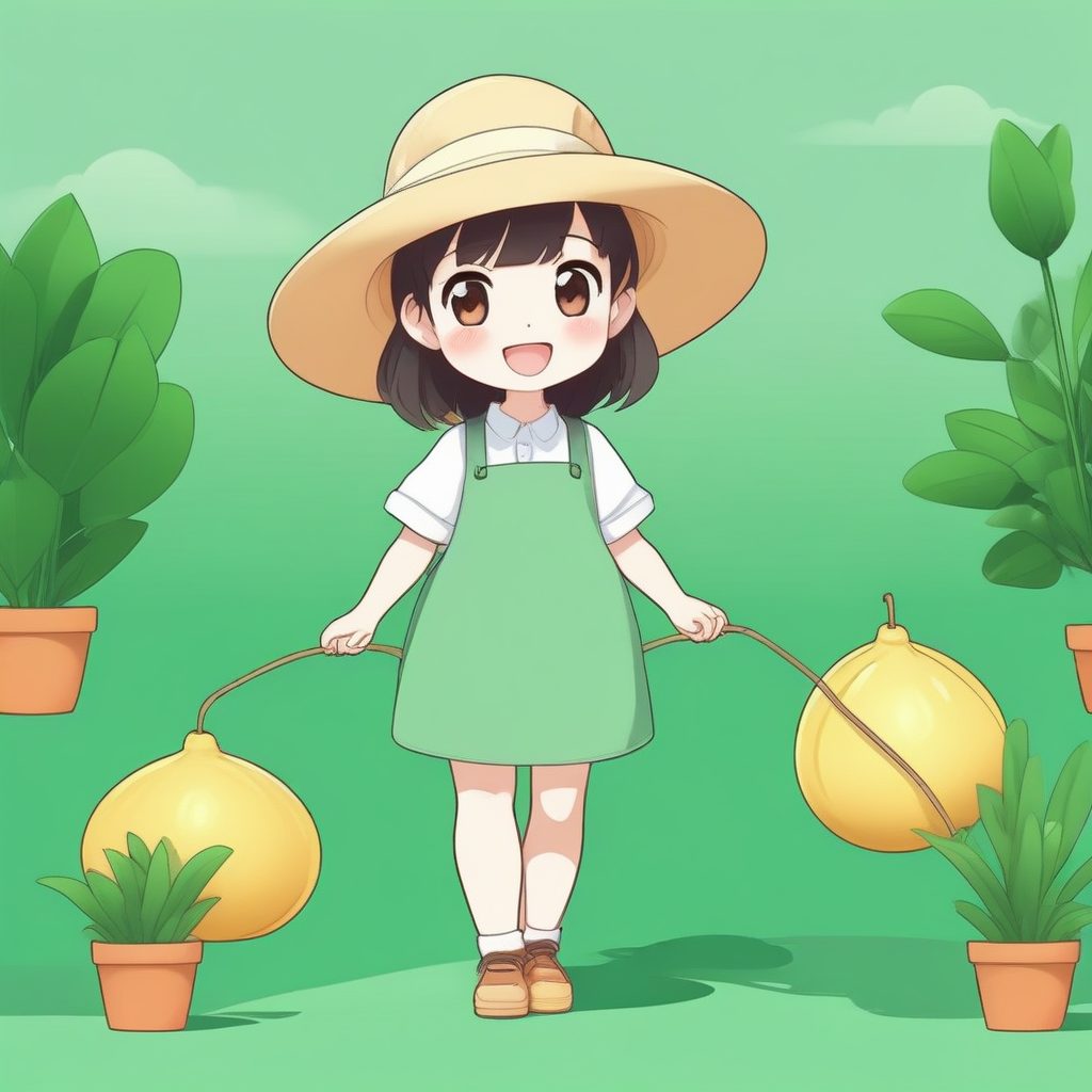 🪴田园清新！可爱园艺师Chibi插画，治愈系柔和光影壁纸