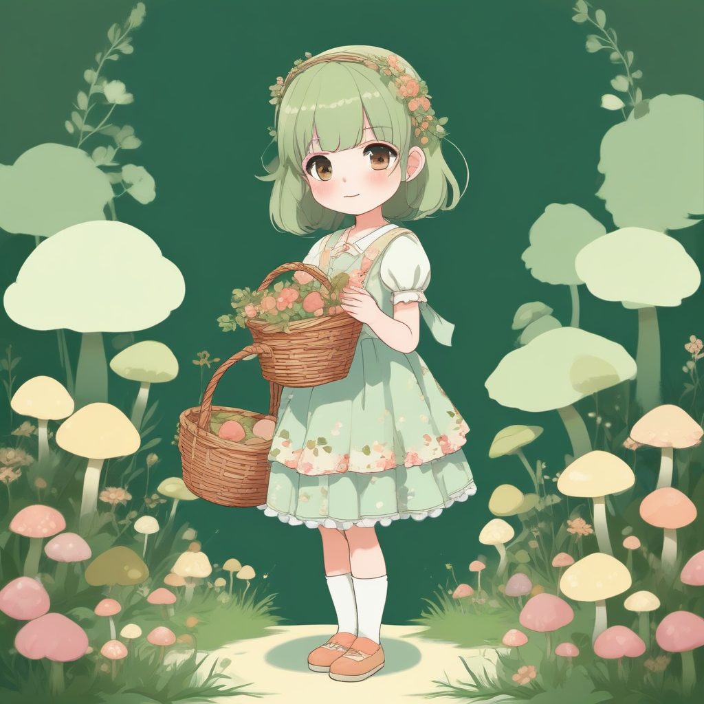 🍄田园治愈系Q版！森系少女一个可爱时尚Q版动漫人物，表情动作丰富，自然柔和光线头像素材